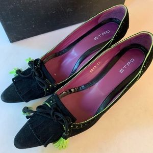 Etro Suede small heel pumps
